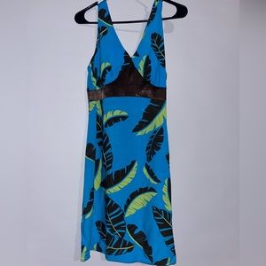Women's Hawaiian Kealoha clothing company dress blue, green, and brown